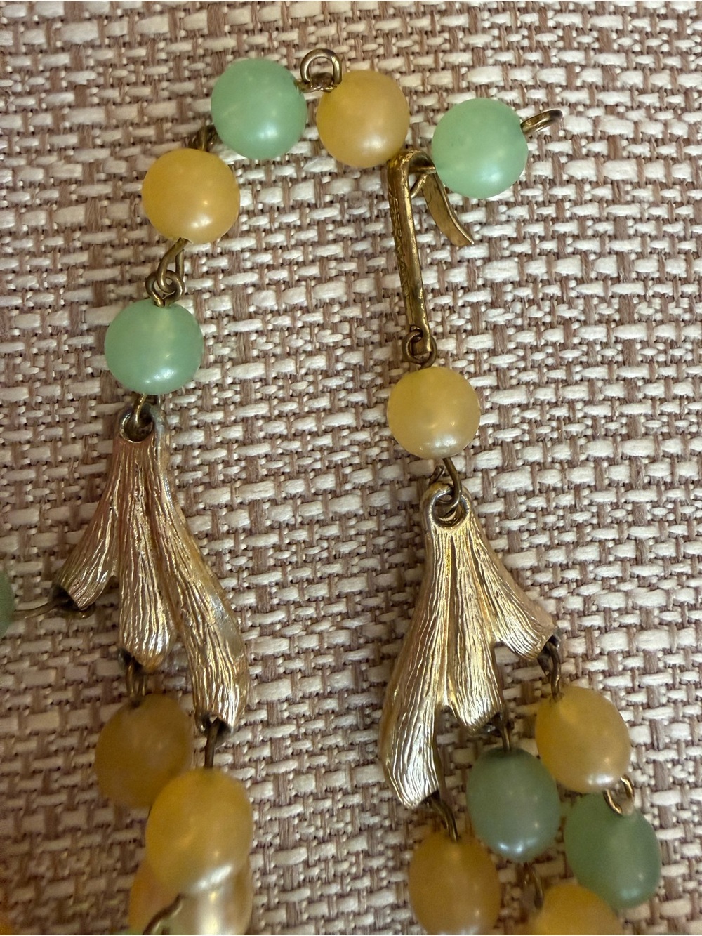 Vintage 1950s West Germany signed 3 Strand chunky Lucid bead necklace MCM - Picture 8 of 9